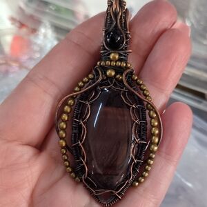 Handcrafted Copper Wrapped Pendant Unique